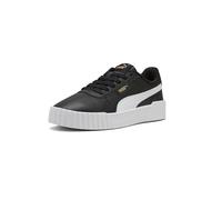 PUMA Women's Carina Leather Shoes Sneaker, 3.0 Black-white-gold, 38.5 EU