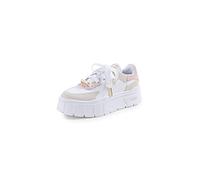 PUMA Women's Mayze Stack Edgy Pearl Sneakers, Puma White-Marshmallow-Gold, 10 Medium US