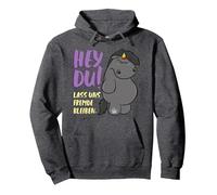 Pummel & Friends - Grummeleinhorn Lass Uns Fremde bleiben Pullover Hoodie, Unisex für Erwachsene, Anthrazit Meliert, S