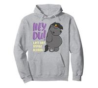 Pummel & Friends - Grummeleinhorn Lass Uns Fremde bleiben Pullover Hoodie, Unisex für Erwachsene, Grau Meliert, L