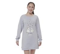 Pummel & Friends Nachthemd für Damen Pummeleinhorn & Zebrasus - Friendship Goals Schlafshirt Pyjama Langarm Oberteil Grau (L)