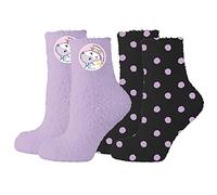 Pummel & Friends - Pummeleinhorn Zebrasus Flauschige Kuschelsocken Wintersocken Socken für Damen Lila Schwarz (2er Pack) Gr. 39-42