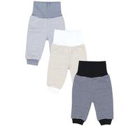 Pumphose TUPTAM "Pumphose Baby Jungen Lange Pumphose 3er Pack", Kinder, Gr. 104, N-Gr, blau (streifen beige dunkelblau grau), Obermaterial: 100% Baumwolle CO., Hosen (89276246-104) streifen beige dunk