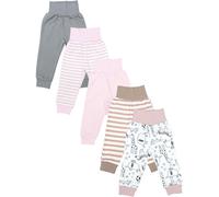 Pumphose TUPTAM "Pumphose Baby Lange Pumphose 5er Pack", Mädchen, Gr. 110, N-Gr, grau (streifen pink beige tiere rosa), Obermaterial: 100% Baumwolle CO., Hosen (28323146-110) streifen pink beige tiere