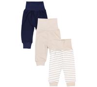 Pumphose TUPTAM "Pumphose Baby Mädchen Lange Pumphose 3er Pack", Mädchen, Gr. 104, N-Gr, blau (streifen beige, beige, dunkelblau), Obermaterial: 100% Baumwolle CO., Hosen (37805826-104) streifen beige