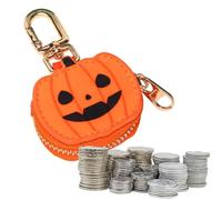 Pumpkin Wallet Spider - Mini PU Leather Zipper | Pumpkin Coin Purse | Halloween Bag Charm 5x2x4.5cm | For Schoolbag Phone Backpack Features A Cute Zipper Coin Pouch And Keychain