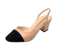 Pumps Beige, Slingpumps Damen Slingback Absatz Pumps Spitz Vegan Elegant Spitzenschuhe Spangenpumps Damenpumps Leicht Weich Sandalen Ballerina