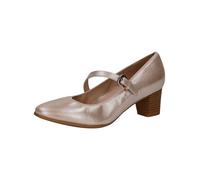 CAPRICE Damen Pumps aus Leder mit Riemen, Beige (Taupe Metallic), 38 EU