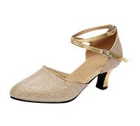 Pumps Damen High Heels Absatzschuhe Glitzer Schuhe Blockabsatz Kleid Schuhe Riemchenpumps Mary Janes Schuhe Geschlossener Hochzeits-Pumps Spitze Zehenkappe Stöckelschuhe Damenschuhe Hochzeitsschuhe