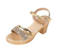Pumps Damen Peep Toe Sandalette Thick Plateau Slingpumps Mit Knöchelschnallen Glitzer Heels Slingback Slip on Spangenpumps Party Hochzeit Kleid Schuhe Riemchenpumps