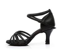 Pumps Damen Schwarz Riemchen, Hochzeit Salsa Elegant Tango Tanzübung Schuhe Absatz Offene Zehe Party Moderne Latein Pumps Professionelle Performance Cha-Cha Tanzübung Ballsaal