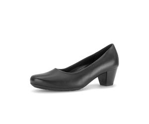 Pumps GABOR, Damen, Gr. 38,5, schwarz, Kalbsleder, Schuhe Pumps, Trichterabsatz, Businessschuh in Mokassin-Optik, Weite G (=weit) (61614744-38,5) schwarz