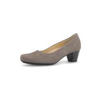 Pumps GABOR, Damen, Gr. 38, taupe, Nubukleder, Schuhe Pumps, Trichterabsatz, Businessschuh in Mokassin-Optik, Weite G (=weit) (89428949-38) taupe