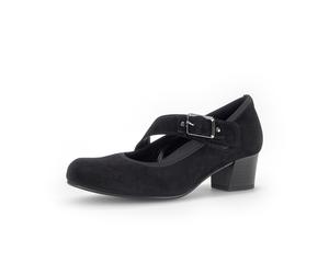 Pumps GABOR, Damen, Gr. 42, schwarz, Ziegenveloursleder, Schuhe Pumps, Blockabsatz, Businessschuh, Spangenpumps, Komfortweite H (=sehr weit) (33694022-42) schwarz