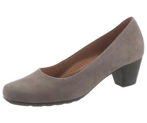 Pumps GABOR "ST.TROPEZ", Damen, Gr. 38, grau (taupe), Nubukleder, Schuhe Pumps, Trichterabsatz, Abendschuh, Festtagsschuh in Komfortweite G (=weit) (81955459-38) taupe