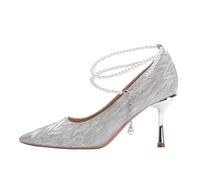 Pumps Silber Glitzer Heels Sexy High Heels Elegant Damen Pumps Weich und Bequem An Den Füßen, (silbrig,38)