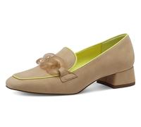 Pumps TAMARIS, Damen, Gr. 38, beige (sandfarben), Ziegenleder, mehrfarbig, Schuhe Pumps, Blockabsatz, Abendschuh, Festtagsschuh mit Zierkette (28676518-38) sandfarben