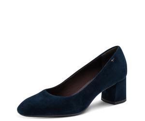 Pumps TAMARIS, Damen, Gr. 38, blau (navy), Leder, clean, gepflegt, festlich, Schuhe Pumps, Blockabsatz, Abendschuh, Businesschuh in modischer Karreeform (95219107-38) navy
