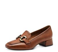 Pumps TAMARIS, Damen, Gr. 39, braun (cognac), Leder, unifarben, used, klassisch, Schuhe, Blockabsatz, Slipper, Businessschuh mit Zierriegel, Schmuckelement (95368805-39) cognac