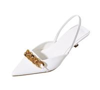 Pumps Weiß,Slingpumps Damen Kitten Heels Slingback Pumps Spitz Sling Ballerinas Tanzschuhe Weite H Absatzschuhe Abendschuhe Elegant Damenpumps Breite Füße Stiletto