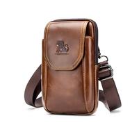 Pundarika Herren Umhängetasche aus echtem Leder, kleine Bauchtasche & Gürteltasche, Handy- und Brusttasche, Crossbody Sling Bag mit Diebstahlschutz, Vintage Schultertasche für Männer（Braun）