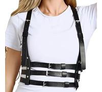 Punk-Gürtel, schwarz, PU-Leder, für Damen, Gothic-Körper, verstellbarer Taillengürtel, Rave, Halloween-Kleider, Partyzubehör, 4 x Schwarz, Einheitsgröße