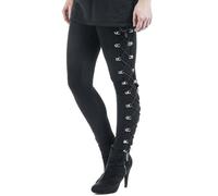 Punk Hosen Damen High Waist, Sport Leggings Damen Schwarz,Mittelalter Hose Damen Stretch Slim Fit Seite Nieten Bandage Push Up Freizeithose Jogginghose Sporthose Steampunk Kleidung für Frauen