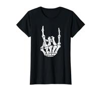 Punk Rock Skelett Hand Cool Rocker Halloween Kostüm Preisgünstiges Grafik-T-Shirt, Damen, Schwarz, S