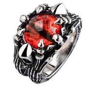 Punk Titan Edelstahl Rot Böser Blick Ring Augenring Evil Eye Statement Ring für Herren Damen Größe 67