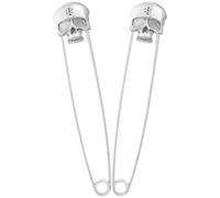 Punk Totenkopf Sicherheitsnadel Brosche aus Legierung 2 Stück Silber | Polierte Oberfläche, Verdeckte Spitze und Sicherheitsverschluss, für Stofflagen, Decken, Dating, Weihnachten Feier