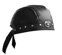 punkman2000 Fahrrad Bandana Doo Rags Verstellbare Totenkopf Kappe Motorrad Biker Leder Cap Schwarz, Schwarz, Einheitsgröße
