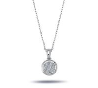 Punkt Diamant Anhänger mit Kette Halskette in 14 Karat Weißgold