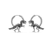PUNKYOUTH 18G Gothic Dinosaurier Creolen - 925 Silber Post T-Rex & Triceratops Drachen Skelett Fossil Huggie, Punk Grunge Alternative Halloween Zubehör Geschenk für Frauen Männer