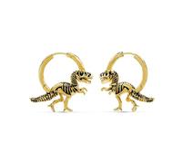 PUNKYOUTH 18G Gothic Dinosaurier Creolen - 925 Silber Post T-Rex & Triceratops Drachen Skelett Fossil Huggie, Punk Grunge Alternative Halloween Zubehör Geschenk für Frauen Männer