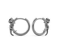 PUNKYOUTH 18G Gothic Dinosaurier Creolen - 925 Silber Post T-Rex & Triceratops Drachen Skelett Fossil Huggie, Punk Grunge Alternative Halloween Zubehör Geschenk für Frauen Männer