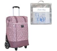 Punta Big Wheel Einkaufsroller Einkaufswagen Shopping Trolley Einkaufstrolley Trolly 10303 + Thermotasche (Altrosa Plum Flower 5700)