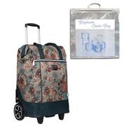 Punta Big Wheel Einkaufsroller Einkaufswagen Shopping Trolley Einkaufstrolley Trolly 10303 + Thermotasche (Grün Gold Flower 5808)