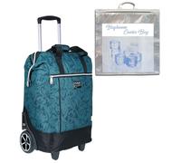 Punta Big Wheel Einkaufsroller Einkaufswagen Shopping Trolley Einkaufstrolley Trolly 10303 + Thermotasche (Floral Petrol Grün 2408)
