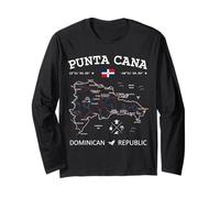 Punta Cana Dominikanische Republik Karte Flagge Reisekoordinaten Langarmshirt