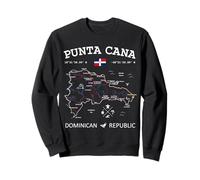 Punta Cana Dominikanische Republik Karte Flagge Reisekoordinaten Sweatshirt