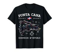 Punta Cana Dominikanische Republik Karte Flagge Reisekoordinaten T-Shirt