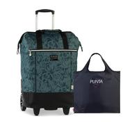 Punta Einkaufstrolley Big Wheel Unisex, 40L - 62x38x28cm (Blumen Petrol) | extra große Räder & Klappbügel-Öffnung, leise Rollen, 40L, 62x38x28cm, ideal für Einkaufen & Transport bis 19kg
