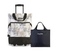 Punta Wheel Einkaufstrolley Unisex, 33L, 50x36x20 cm (Blumen beige) | leichtlaufende Skater-Rollen, große Öffnung, 33L, 50x36x20cm, ideal für bequemes Einkaufen & Transport bis 17 kg