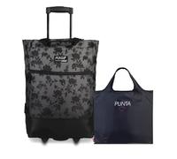 Punta Wheel Einkaufstrolley Unisex, 33L, 50x36x20 cm (Blumen grau) | leichtlaufende Skater-Rollen, große Öffnung, 33L, 50x36x20cm, ideal für bequemes Einkaufen & Transport bis 17 kg