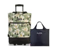 Punta Wheel Einkaufstrolley Unisex, 33L, 50x36x20 cm (Blumen olivgrün) | leichtlaufende Skater-Rollen, große Öffnung, 33L, 50x36x20cm, ideal für bequemes Einkaufen & Transport bis 17 kg