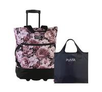 Punta Wheel Einkaufstrolley Unisex, 33L, 50x36x20 cm (Blumen rosa) | leichtlaufende Skater-Rollen, große Öffnung, 33L, 50x36x20cm, ideal für bequemes Einkaufen & Transport bis 17 kg