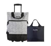 Punta Wheel Einkaufstrolley Unisex, 33L, 50x36x20 cm (Herz schwarz/weiß) | leichtlaufende Skater-Rollen, große Öffnung, 33L, 50x36x20cm, ideal für bequemes Einkaufen & Transport bis 17 kg