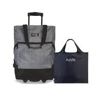 Punta Wheel Einkaufstrolley Unisex, 33L, 50x36x20 cm (Karos grau) | leichtlaufende Skater-Rollen, große Öffnung, 33L, 50x36x20cm, ideal für bequemes Einkaufen & Transport bis 17 kg