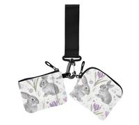 Puple Lily Calla Cute Bunnies Damen Kleingeldbörse Kartenhüllen Dünn Flach Kartenhalter mit Schlüsselanhänger für Frauen 2 Stück, puple lily calla cute bunnies, 1 size, Casual