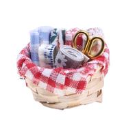 Puppen-Nähkorb - Stofffutter im Vintage-Stil mit Blumenmuster, dekorative Aufbewahrungsbox, kleines Handarbeitsset, Gastgeschenke, | Tragbare, handgefertigte kleine Ästhetik für viktorianische